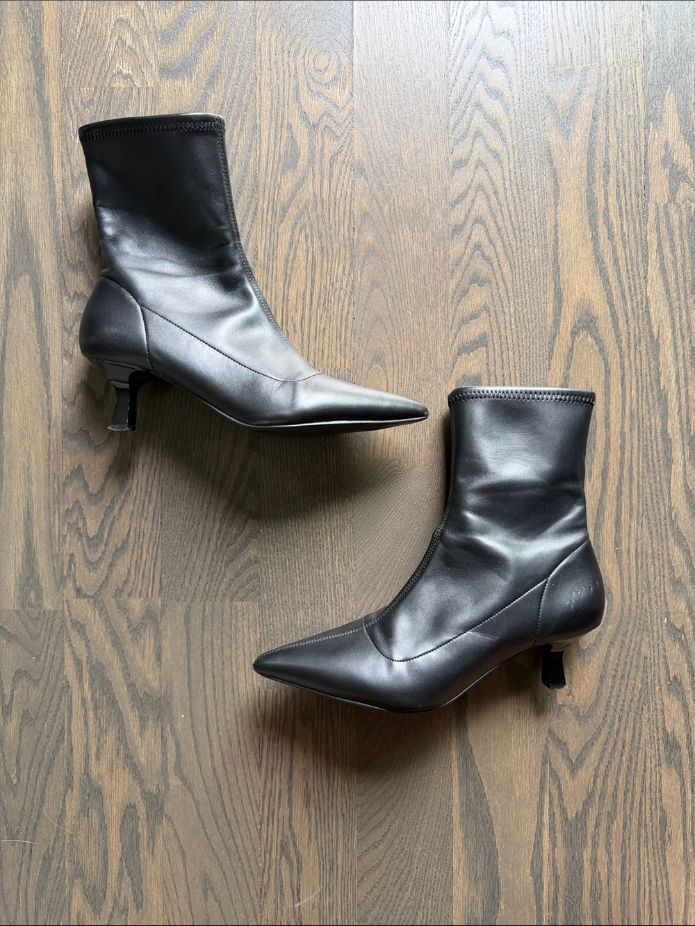 Abound Black Pointed Kitten Heel Ankle Boots (9)